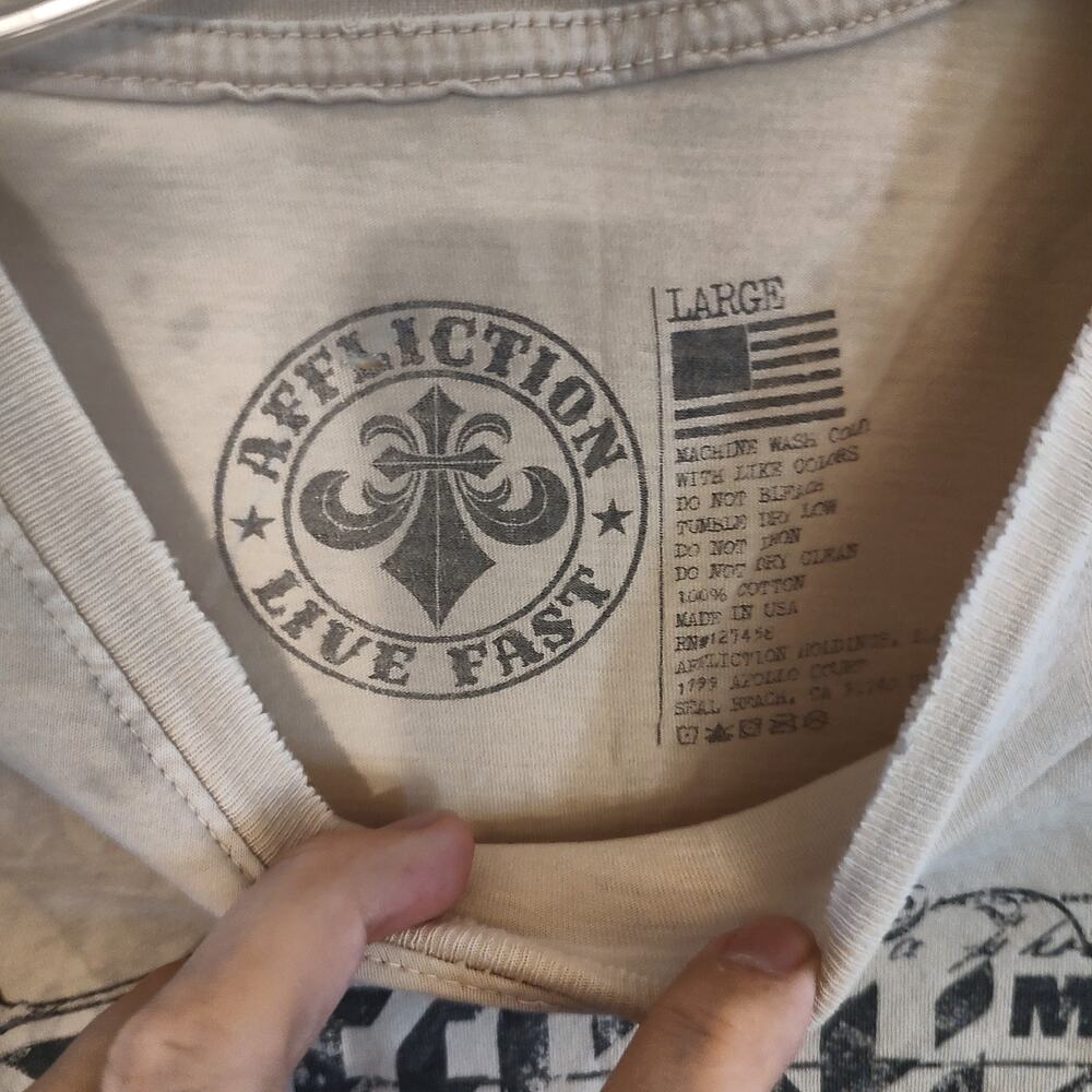Affliction Live Fast Skull Wings T-Shirt Size Large - Picture 4 of 8